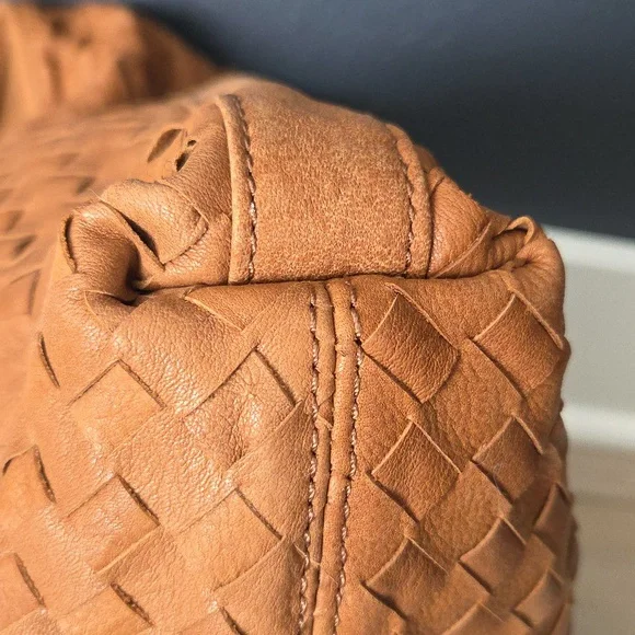 Vintage Woven Leather Brown Slouchy Purse Bag